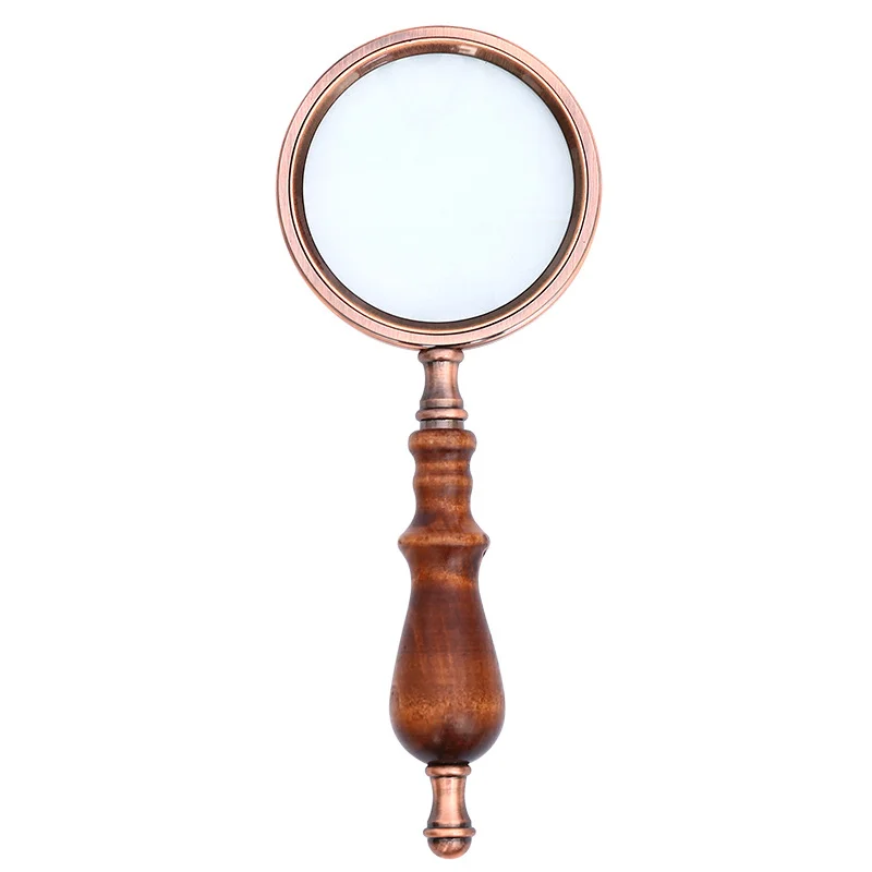 10x Magnifying Glass Retro Handheld Magnifier Wooden Handle Optical Glass Magnifying Glass For Reading