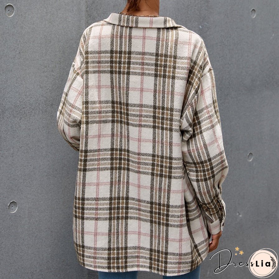 Plaid Flannel Shacket Jacket Women