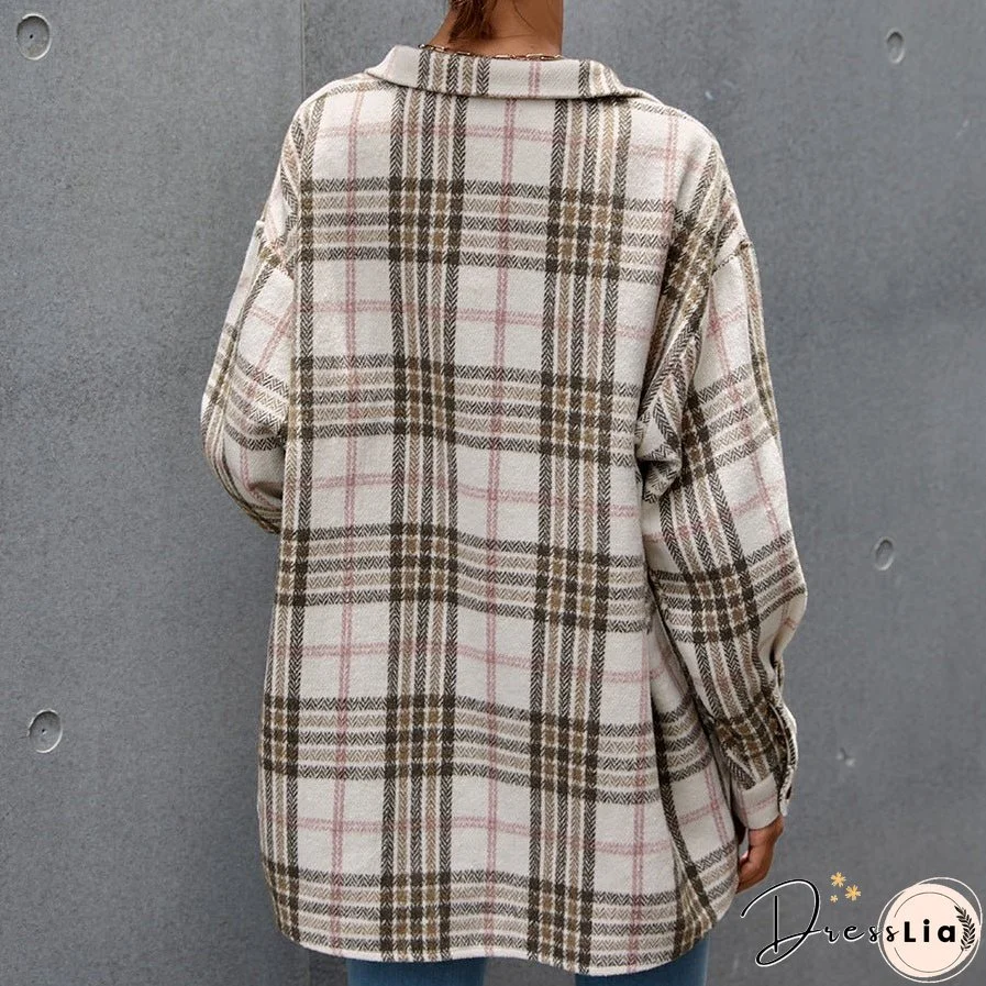 Plaid Flannel Shacket Jacket Women