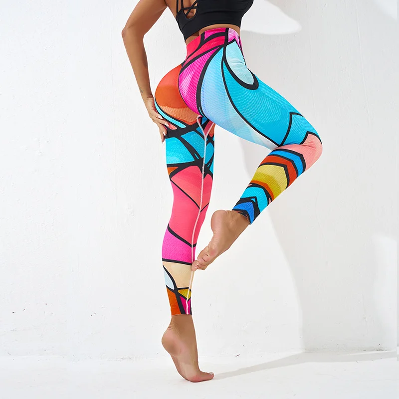 Tie Dye Printed Yoga Pants High Waist Hip Lifting Sports Yoga Pants Sports Pants