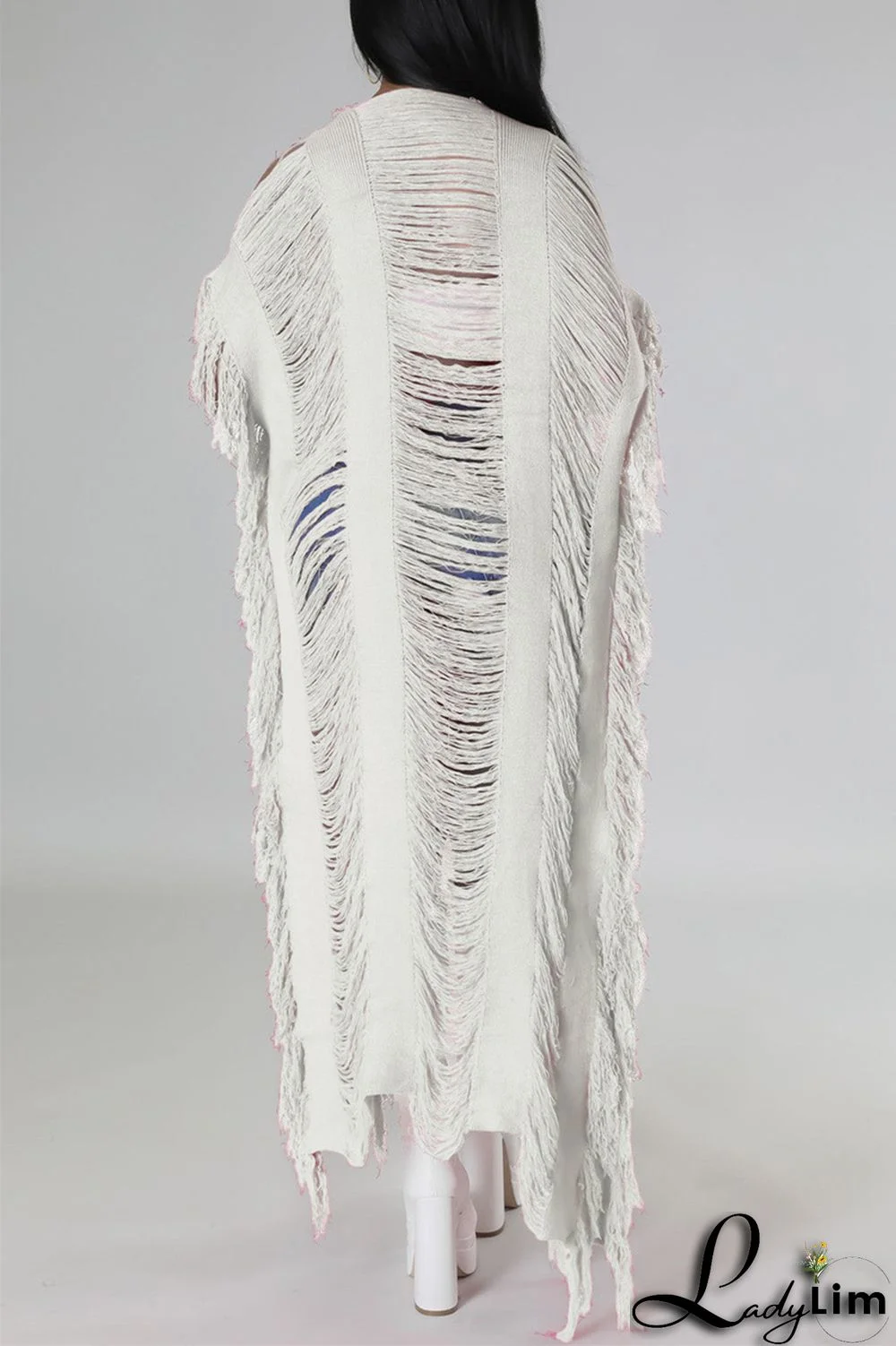 Black Fashion Casual Solid Tassel Patchwork Cardigan Outerwear