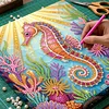 (25x25cm)DIY Seahorse Framed Handmade Pearl Painting Art Craft Kit Living Home Decor