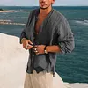 Men's Linen Simple Design Long Sleeve Shirt by Inlyline