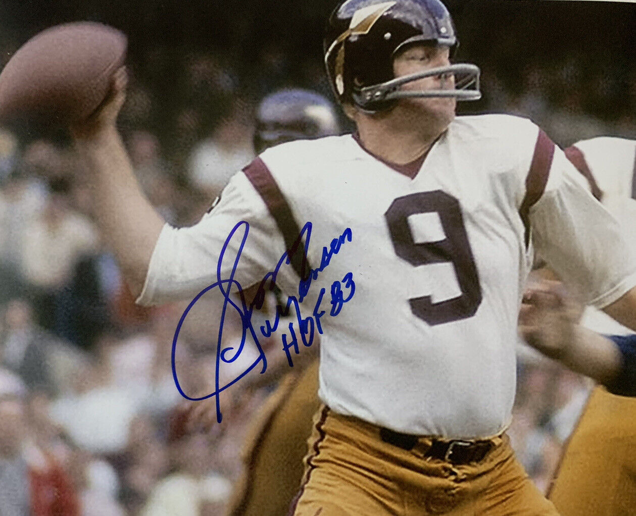 SONNY JURGENSEN SIGNED 8x10 Photo Poster painting WASHINGTON REDSKINS HALL OF FAME COA