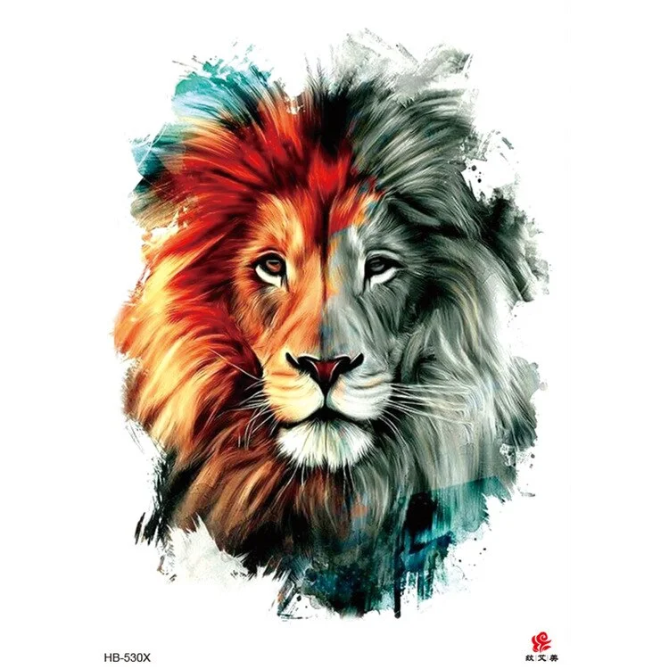 Waterproof Temporary Tattoo Sticker Lion King Clock Tiger Pattern Fake Tatto Black Body Art for Women Men Tattoo Sticker