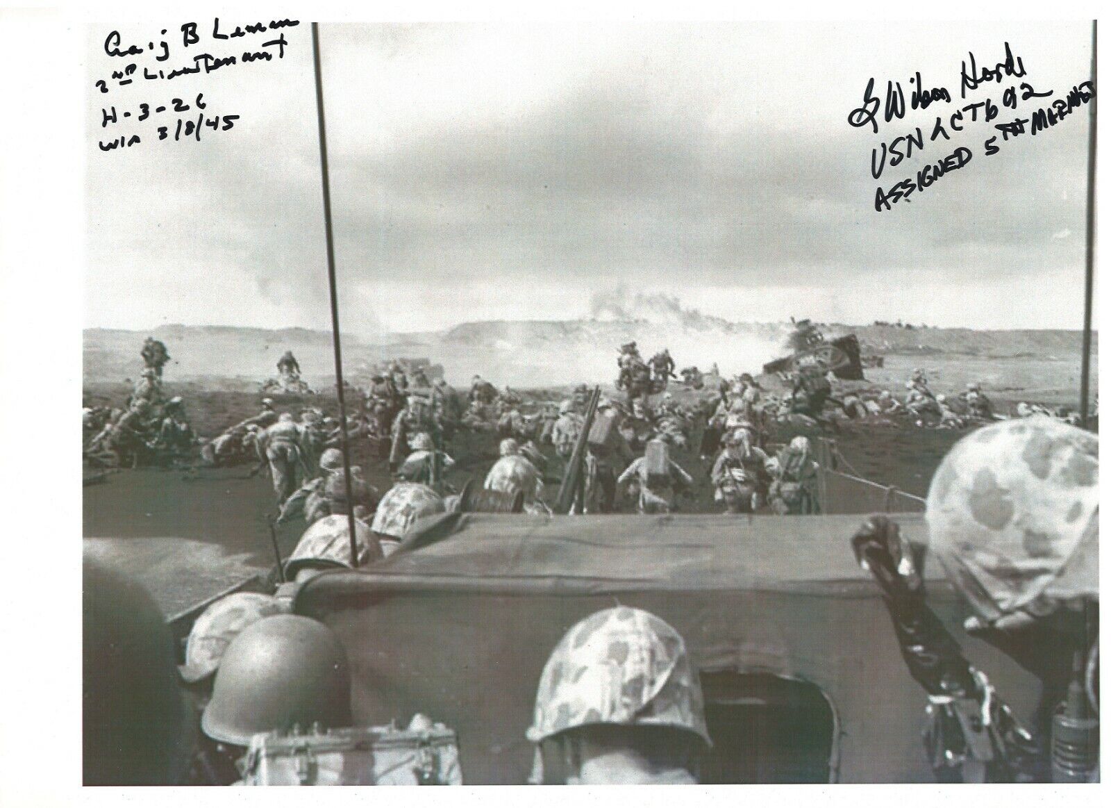 CRAIG LEMON & G. WILSON HORDE IWO JIMA VETERANS RARE SIGNED Photo Poster painting