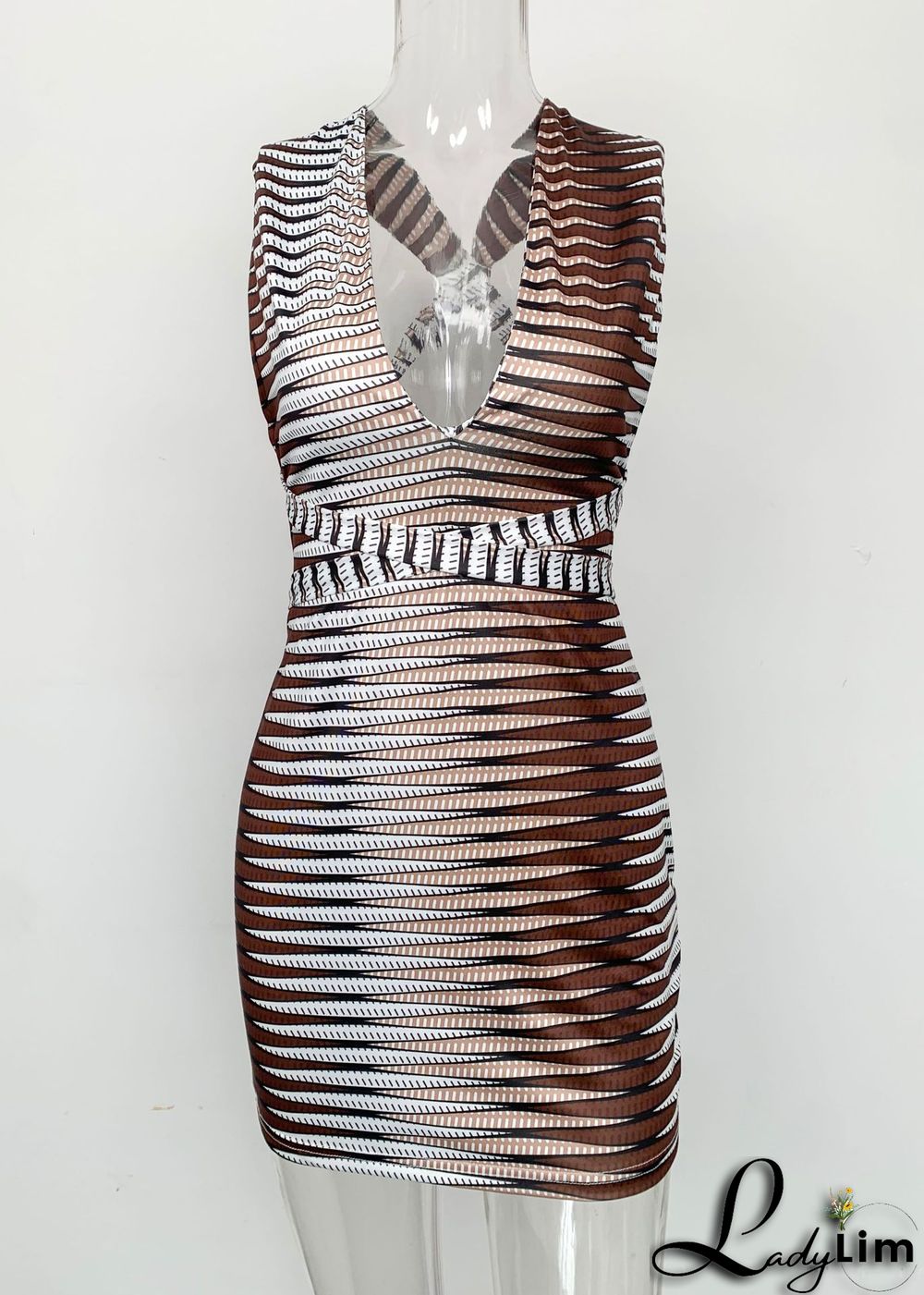 Women Summer Lace-Up Sleeveless Backless Mini Dress