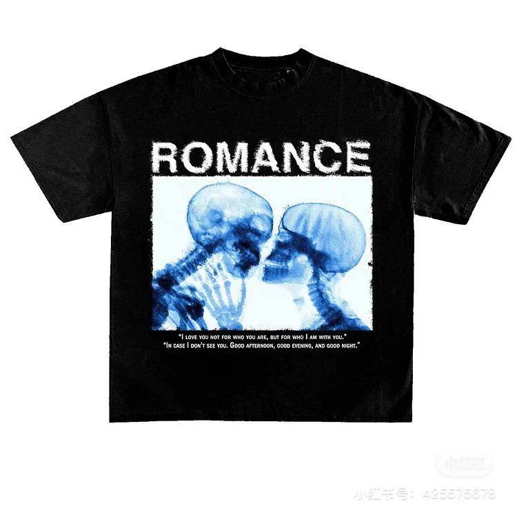  Romance Skeleton Print Short Sleeve T-Shirt