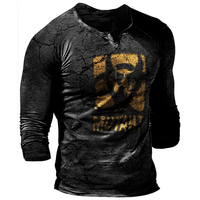 Mens breathable retro style long-sleeved T-shirt / [viawink] /