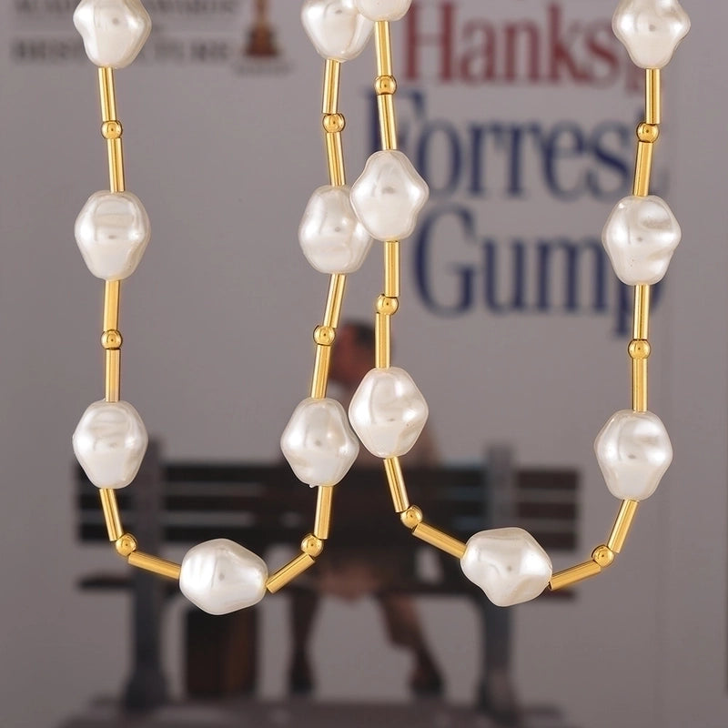 Luxurious Modern Style Chain Titanium Steel 18K Gold Plated Handmade Plating Necklace