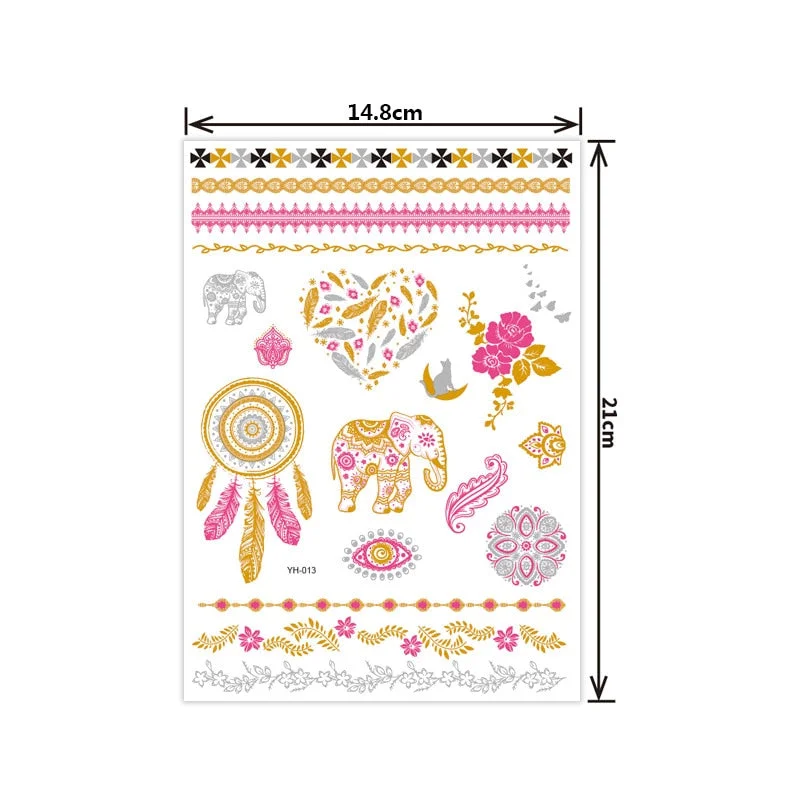 Hot bronzing tattoo stickers waterproof sweat not easy to smudge bronzing temporary tattoo stickers fashion tattoo stickers