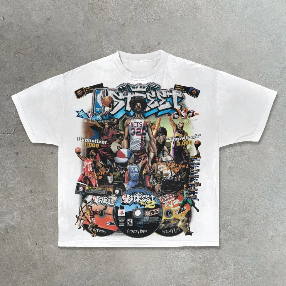Street Basketball Print Cotton T-Shirt