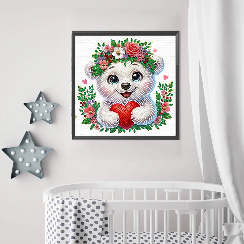 Diamond Painting - Partial Special Shaped Drill - Flowers Bear(Canvas|30*30cm)