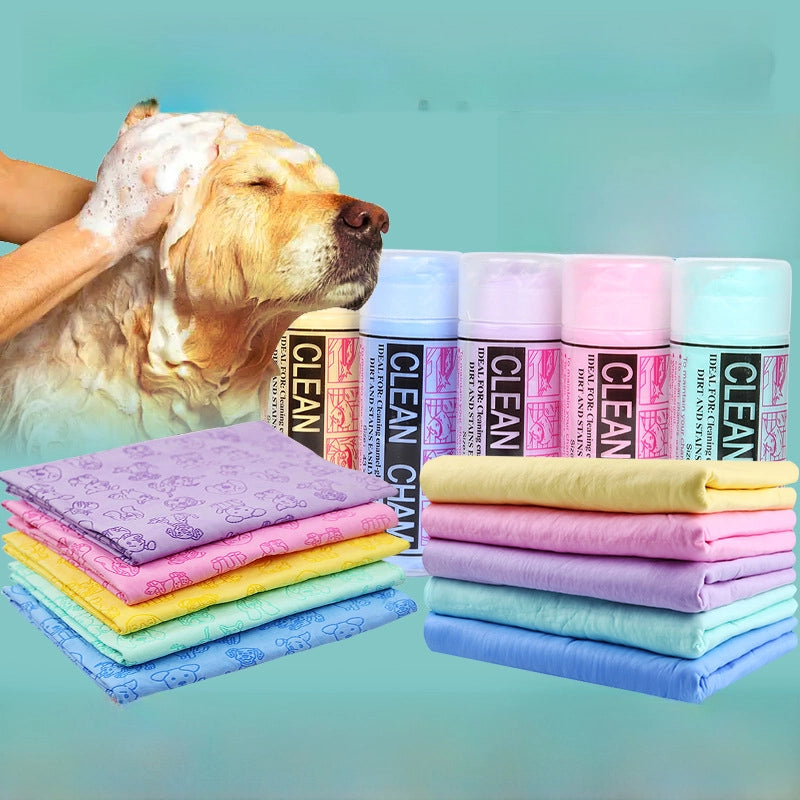 Pet Towel Bag Embossed Multifunctional Deerskin Towel Pet Special Bath Absorbent Towel Dry Hair Towel