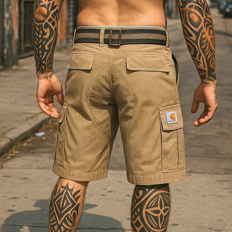 Cargo Shorts With Multi-Pockets And Adjustable Waistband For Men / TECHWEAR CLUB / Techwear