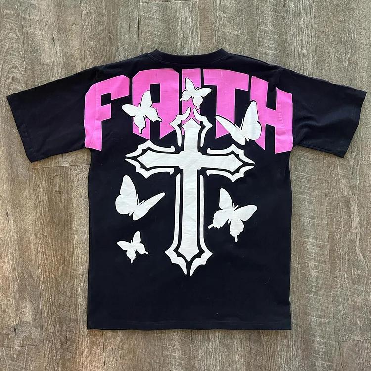 Faith Cross Print Short Sleeve T-Shirt