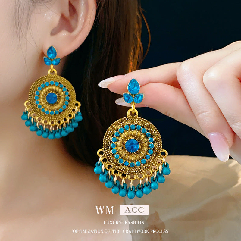 Medieval Round Geometric Alloy Electroplating Earrings
