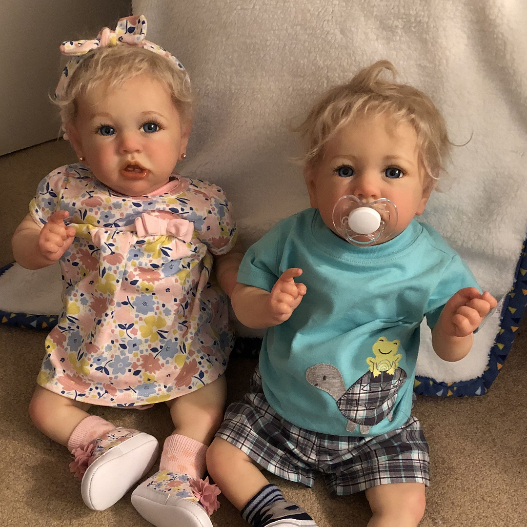 [Twins Girl and Boy] 20'' Realistic Reborn Twins Marrisa and Rosson Truly Baby Doll, Birthday Gift
