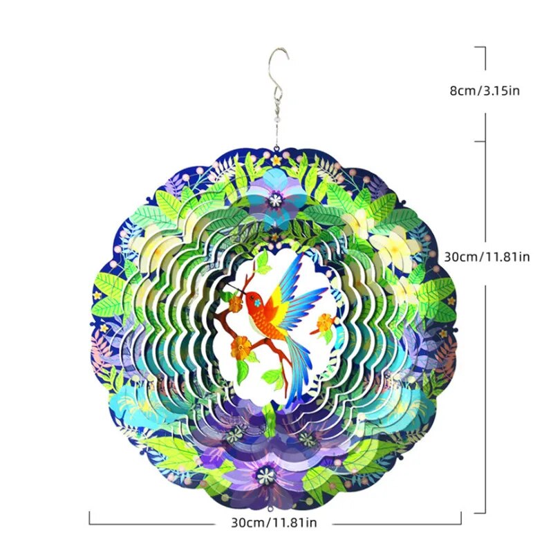 Tegooe Hummingbird 3D Metal Wind Spinner for Garden Patio Decor Tegooe