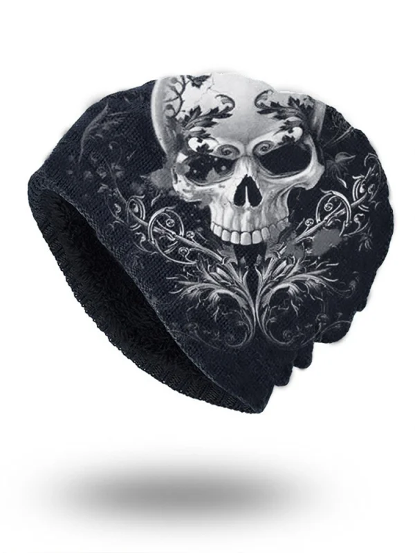 Punk skull warm hat