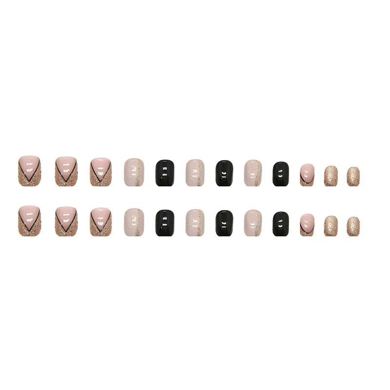 Churchf Churchf Gold Powder Triangle French Sweet Cool Hot Girl Wind Nail Piece Fake Nail Box Wearing Nail Piece