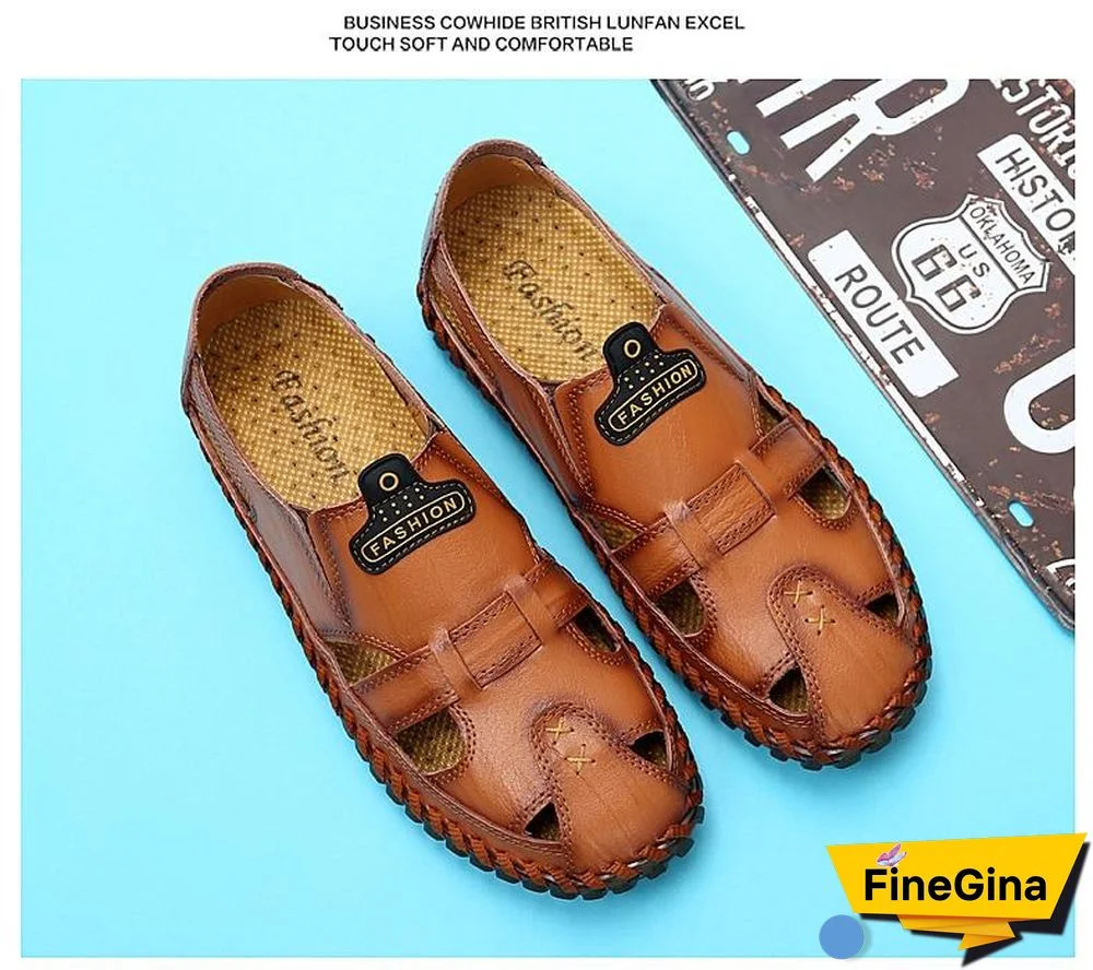 Leather Men Sandals Outdoor Flip Flop Casual Shoes Men Shoes