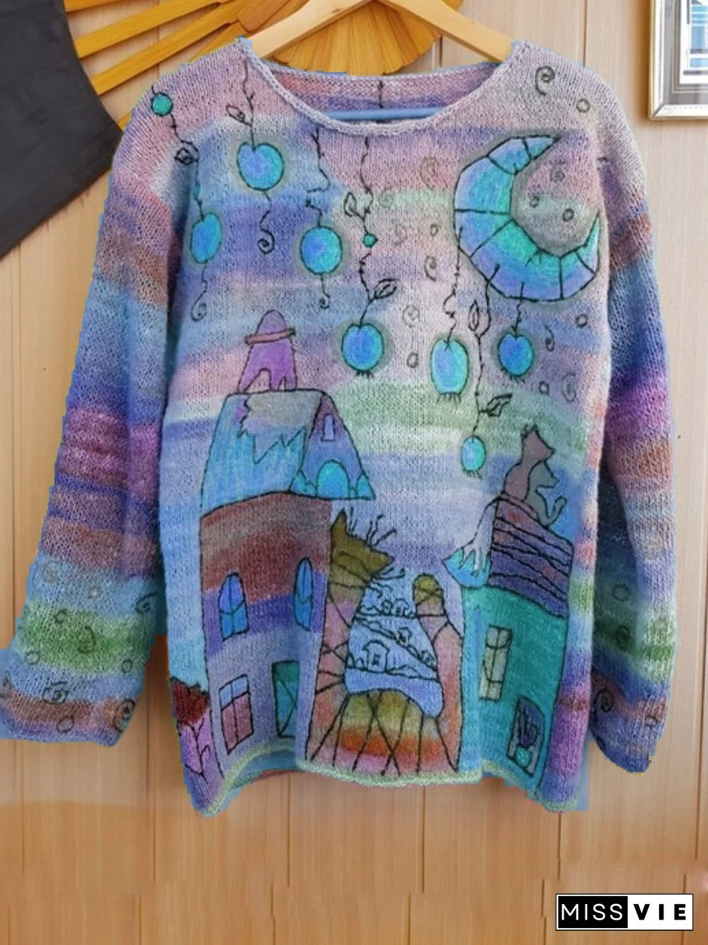 Women Plus Size Casual Crew Neck Long Sleeve Sweater