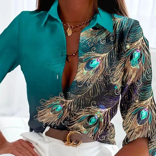 Women's Peacock Print Blouse