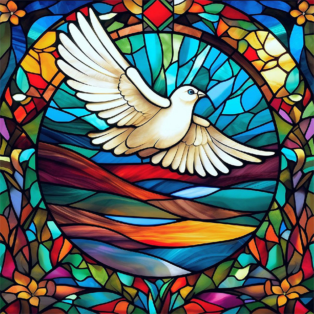 White Dove-Paint by Numbers-16"x16"/40x40cm