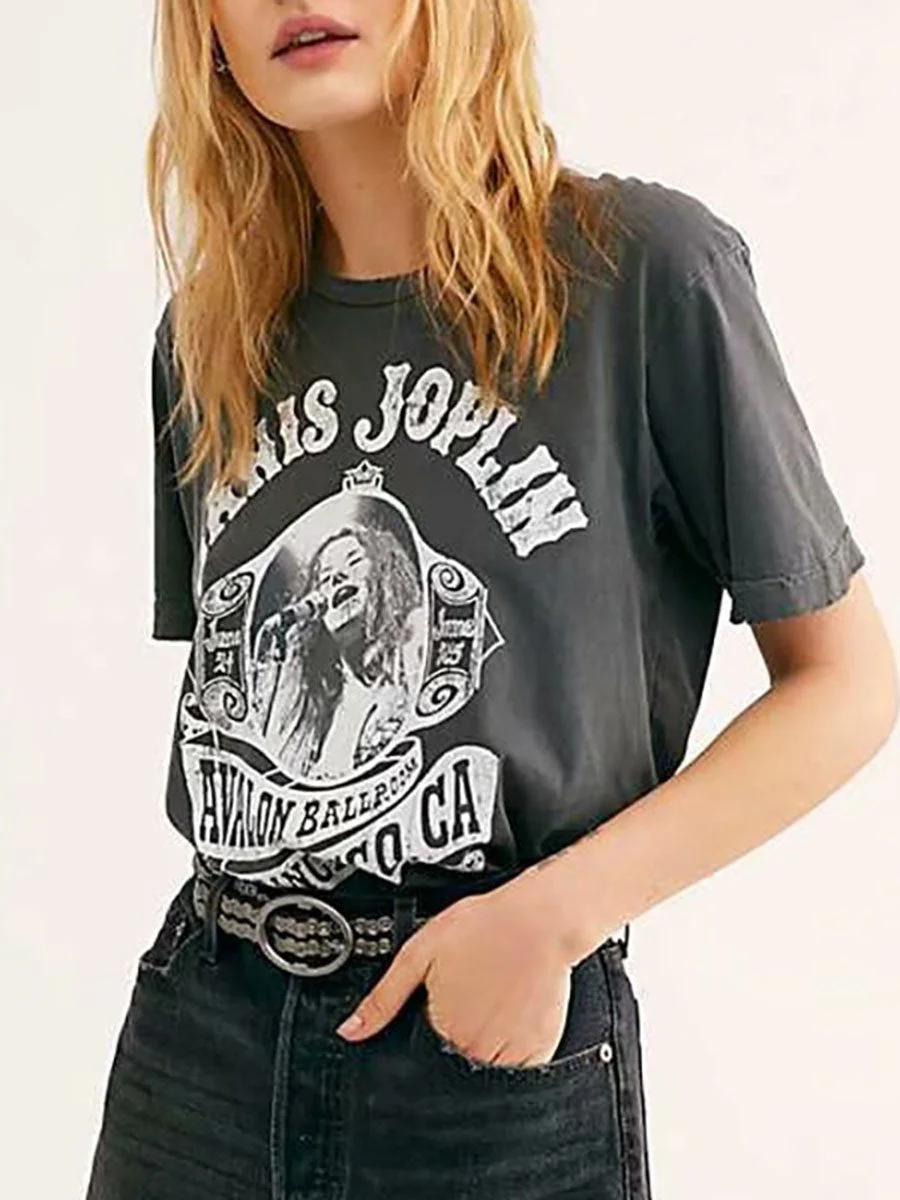 Short Sleeves Letters Printed T-shirt