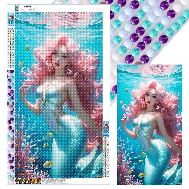 Mermaid Girls 40*70cm (Canvas) Full Round Drill Diamond Painting gbfke