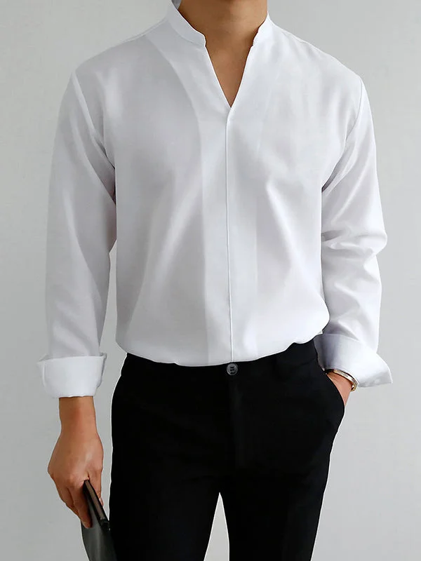 Aonga - Men's Stand-up Collar Long-sleeved ShirtsH