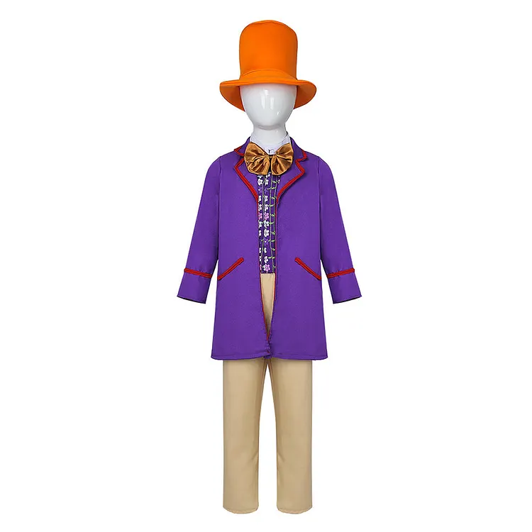 Kids Children Wonka Willy Wonka Purple Set Outfits Cosplay Costume
