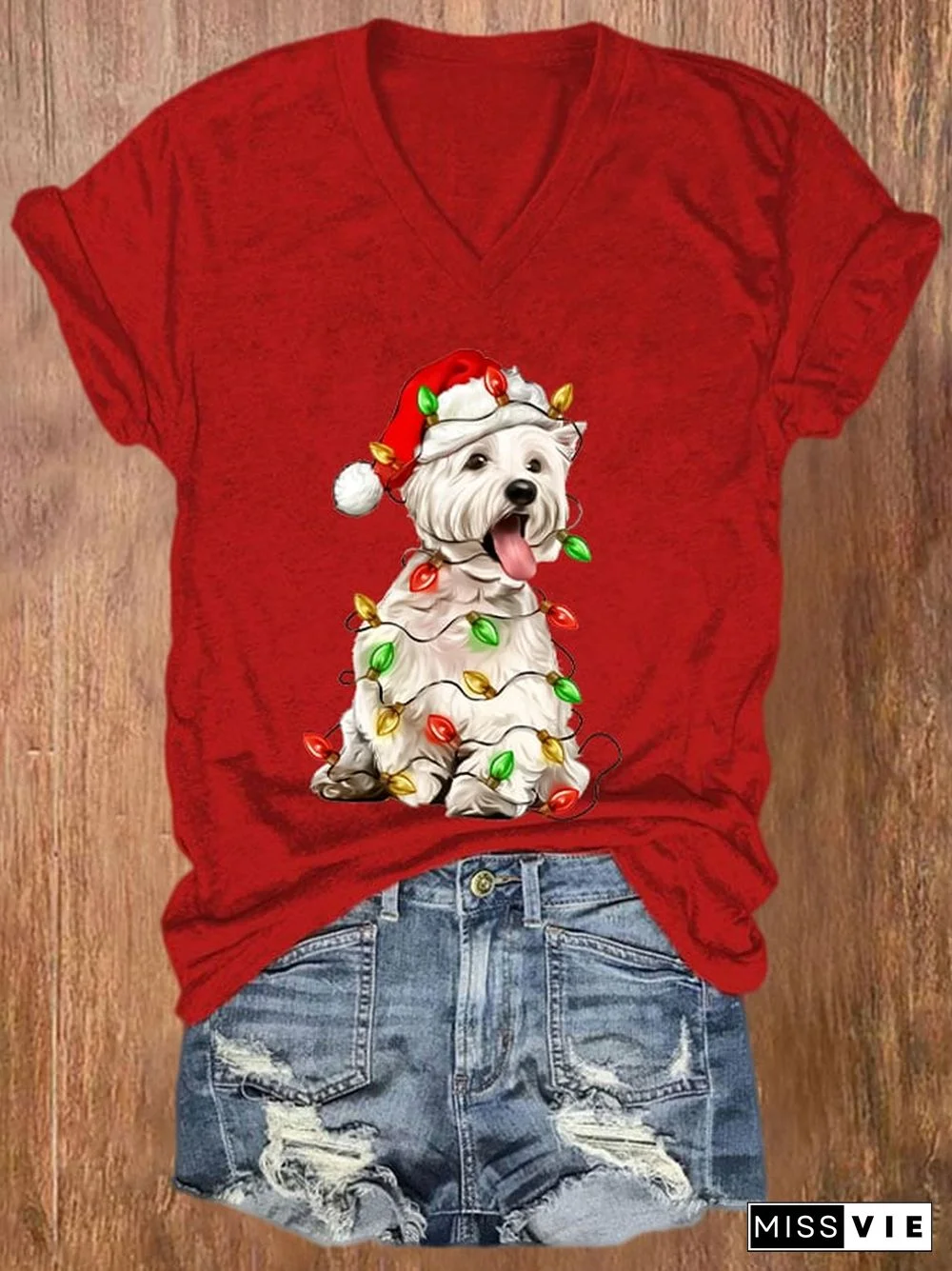 Women's Christmas Printed Short Sleeve T-Shirt