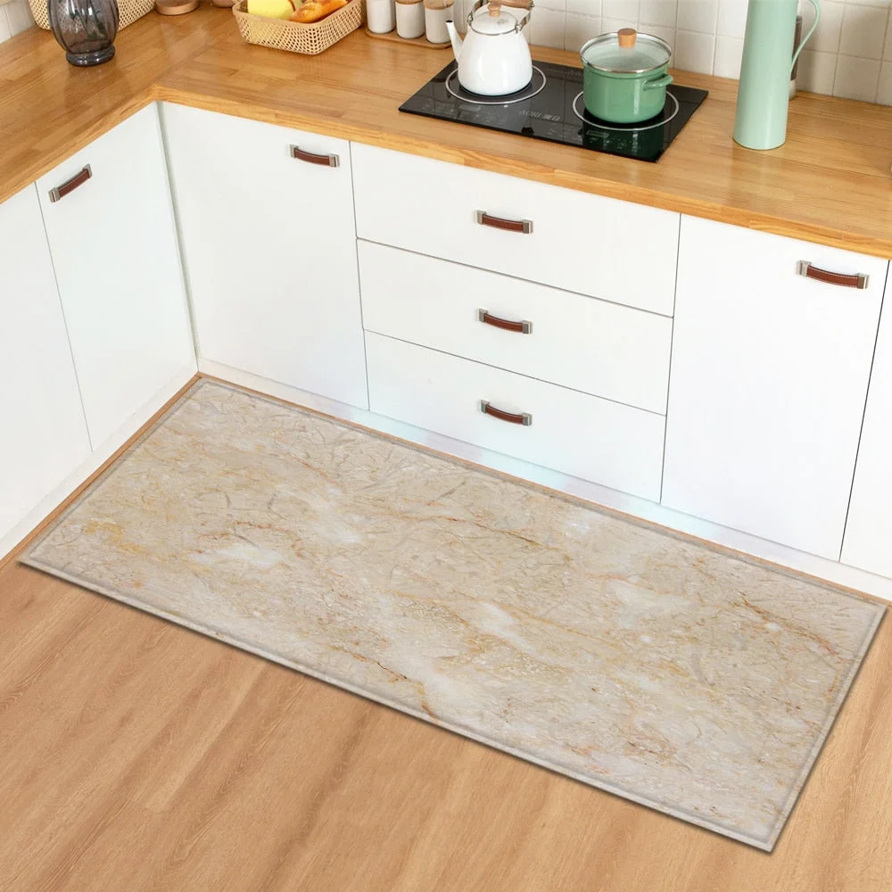 Kitchen Mat Home Entrance Doormat Living Room Bedroom Floor Decoration Long Carpet Marble Pattern Hallway Bathroom Anti-Slip Rug
