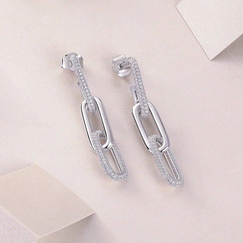 1 Pair 925 Sterling Silver Moissanite GRA Certificate Geometric Earrings