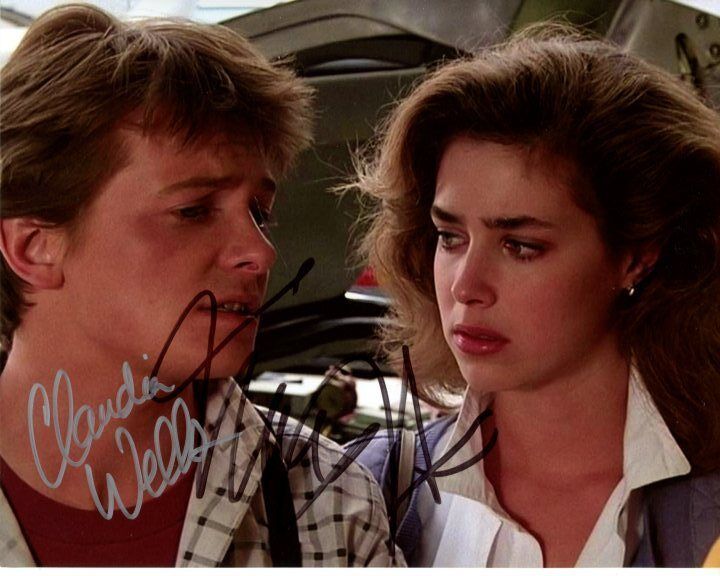 CLAUDIA WELLS and MICHAEL J. FOX signed BACK TO THE FUTURE 8x10 Photo Poster painting