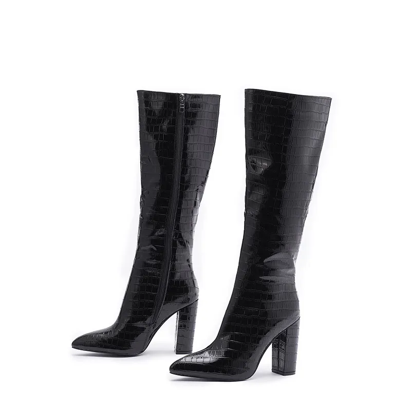 Churchf Churchf Hot Style Winter Pointed High Heel Side Zipper Ankle Boots Large Size Short Leg Martin Boots