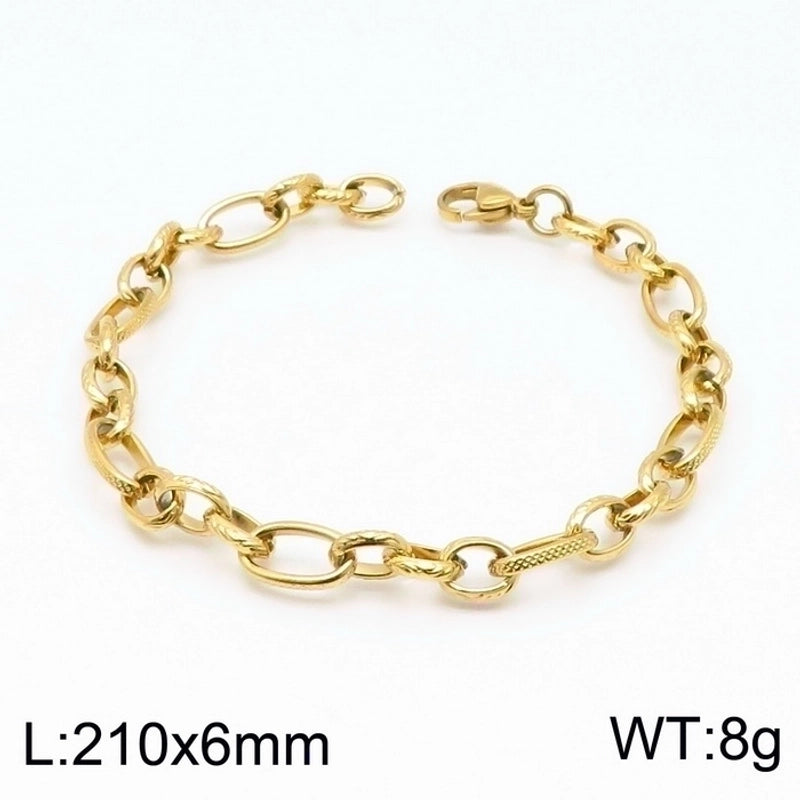 Stainless Steel 18K Gold Plated Basic Minimalist Solid Color Bracelets