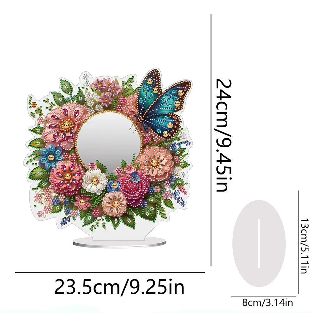 DIY Butterfly Flower Acrylic Diamond Art Mirror Home Decoration