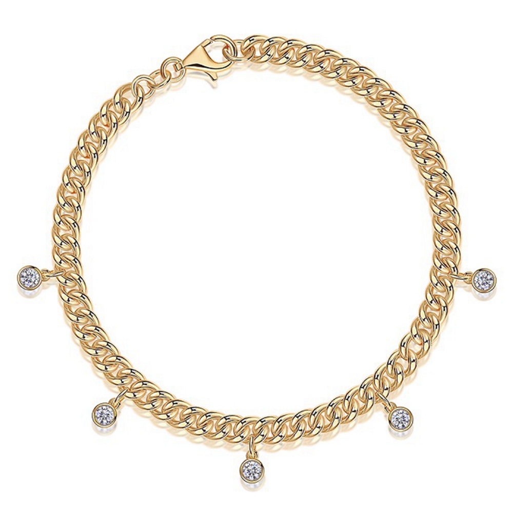 18K Gold Plated 925 Sterling Silver 3EX VVS1 D Color 3MM Diamond Gemstone Real Moissanite Bracelets Bangle Jewelry GRA