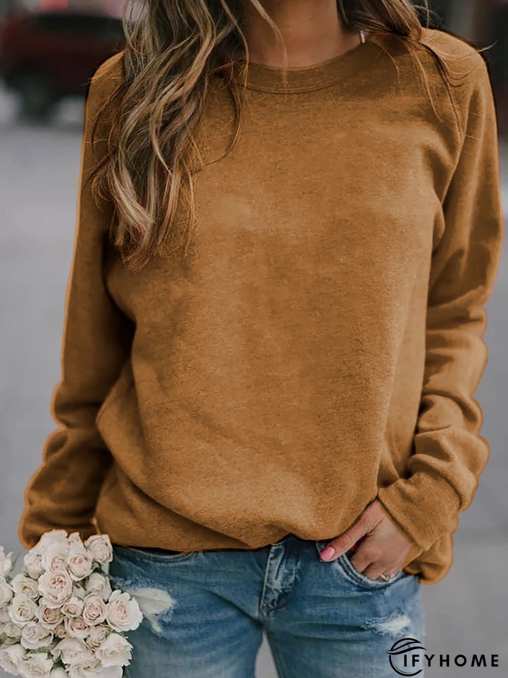 Long Sleeve Cotton-Blend Top | IFYHOME