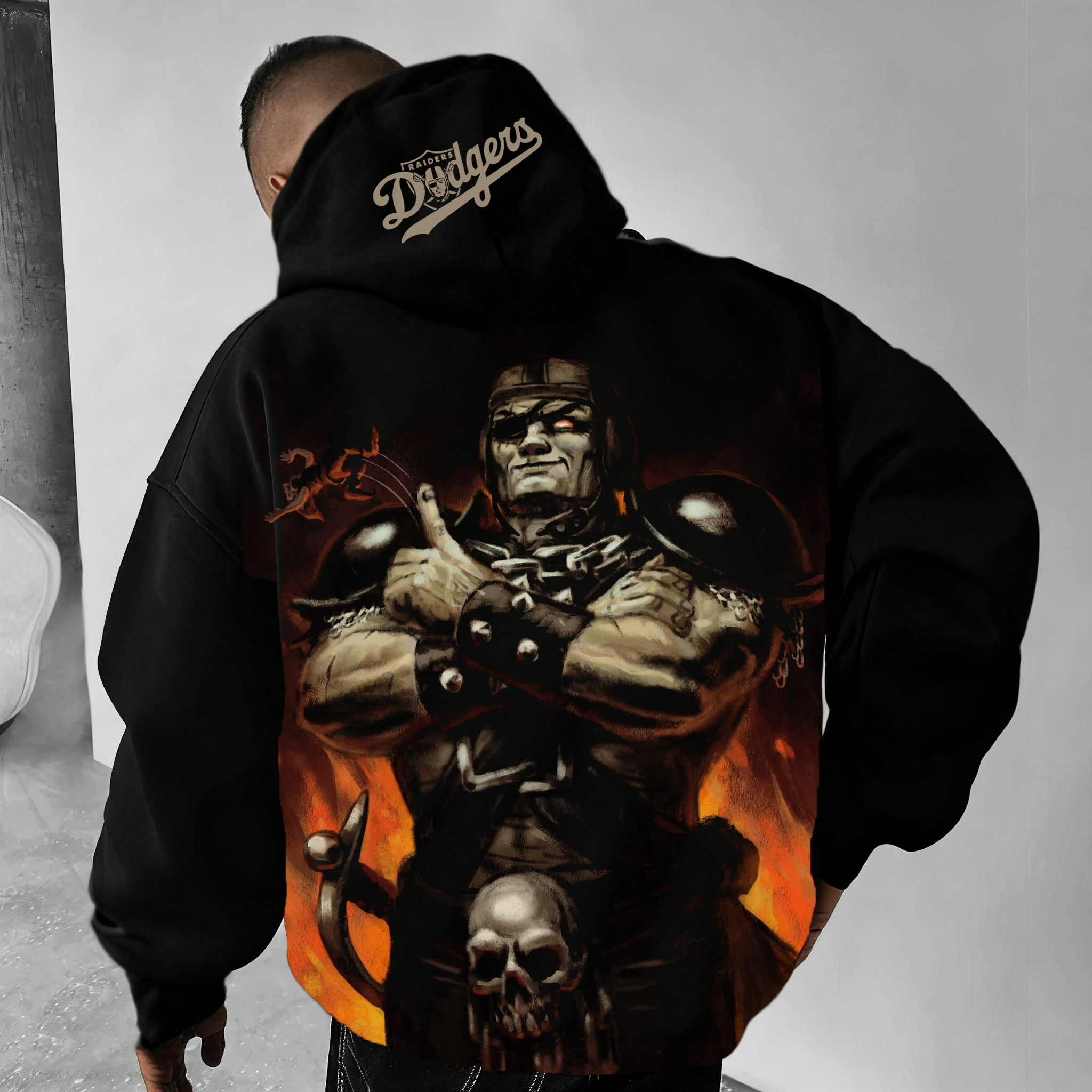  Hooded Sweatshirt with Team Logo and Sleeve Lettering