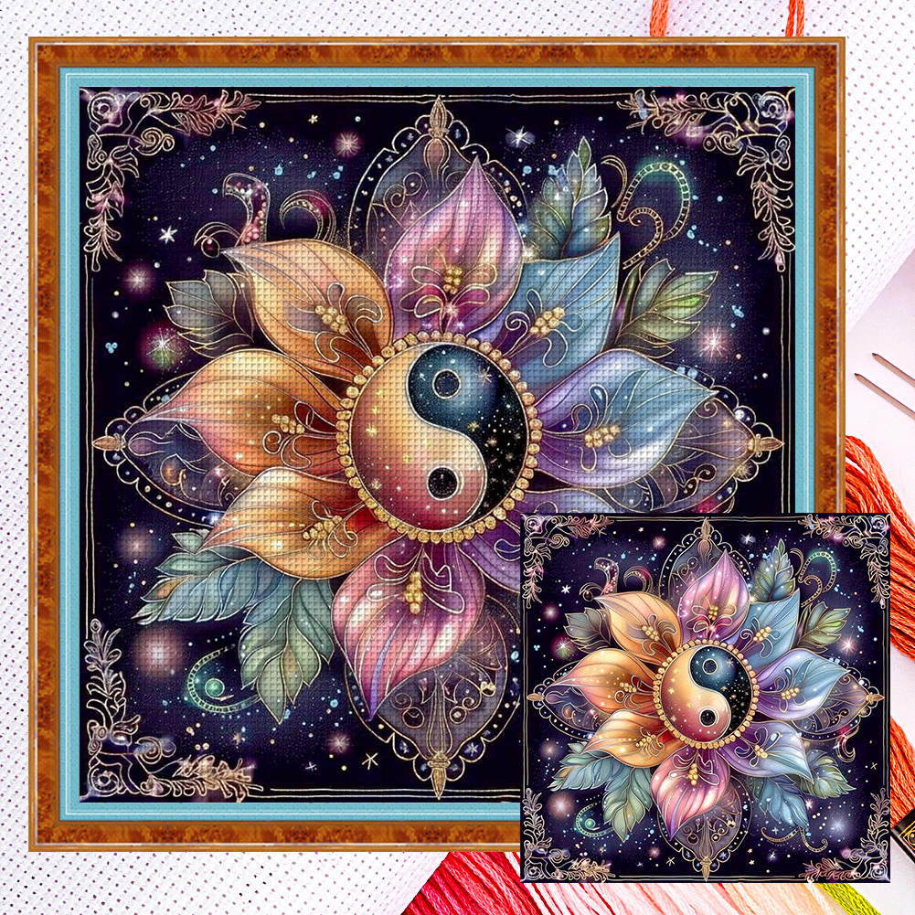 11CT Counted Full Embroidery Eco-cotton Thread - Tai Chi Flower