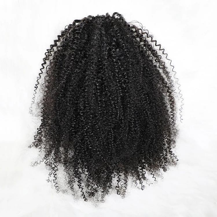 Afro Curly Wrap-around Magic Velcro With Clip In Human Hair Ponytail Extension