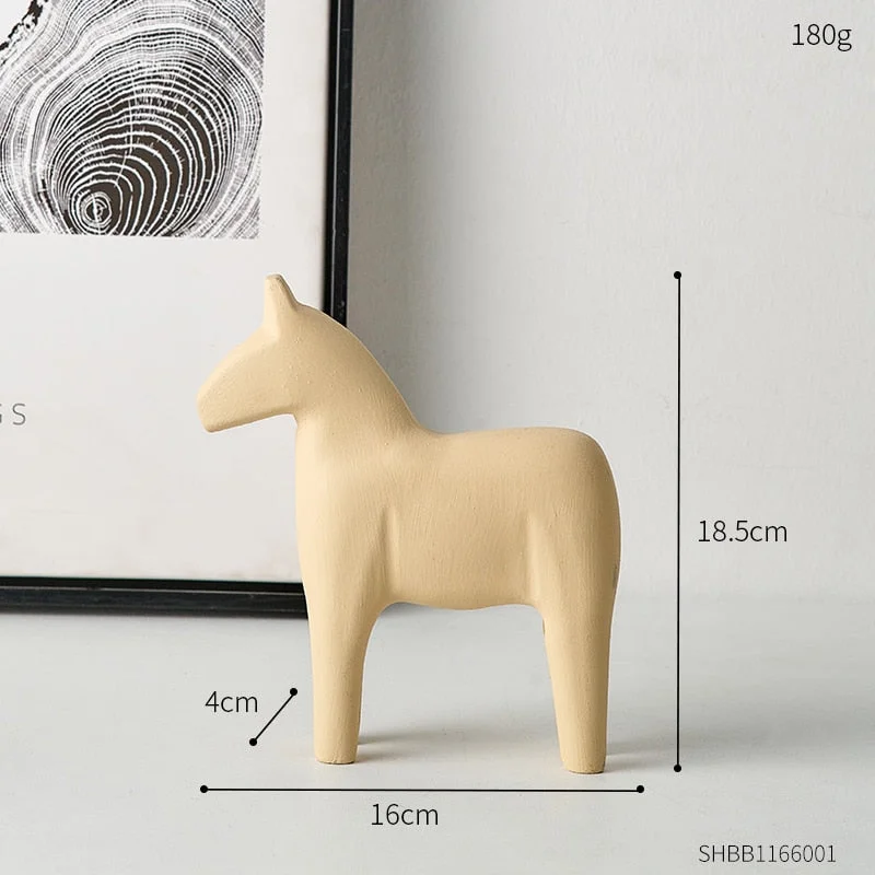 Creative Wood Horse Statue Cute Animal Model Nordic Home Decoration Living Room Table Decoration Accessories Kids Toys Gifts