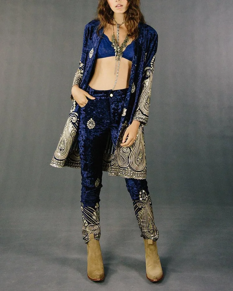 Velvet Print Kimono