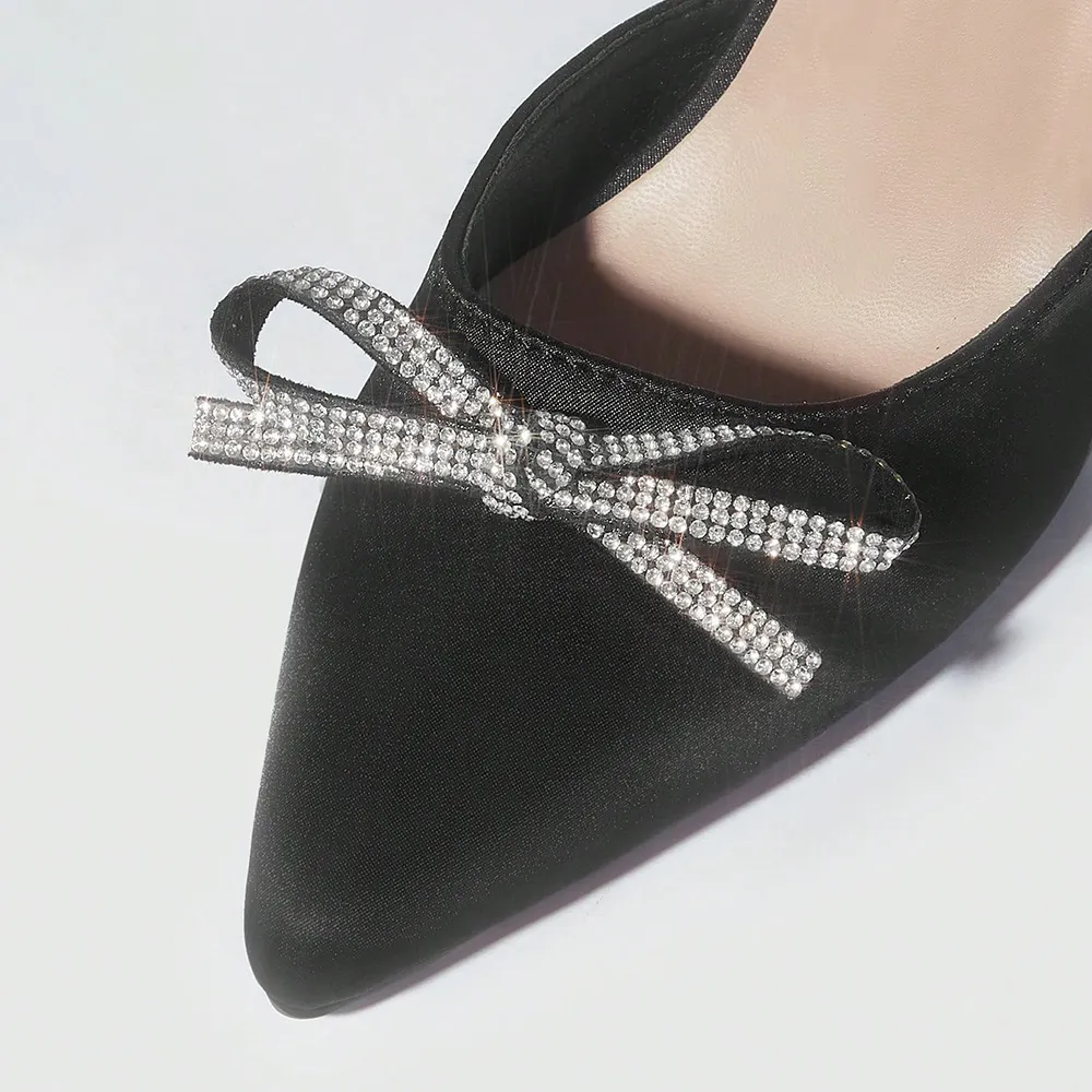 Women's Pointed Toe Bow Satin Stiletto Heels Pumps main image 0