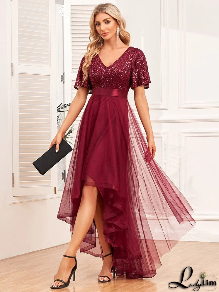 Women's Ruffled Irregular Long Dress