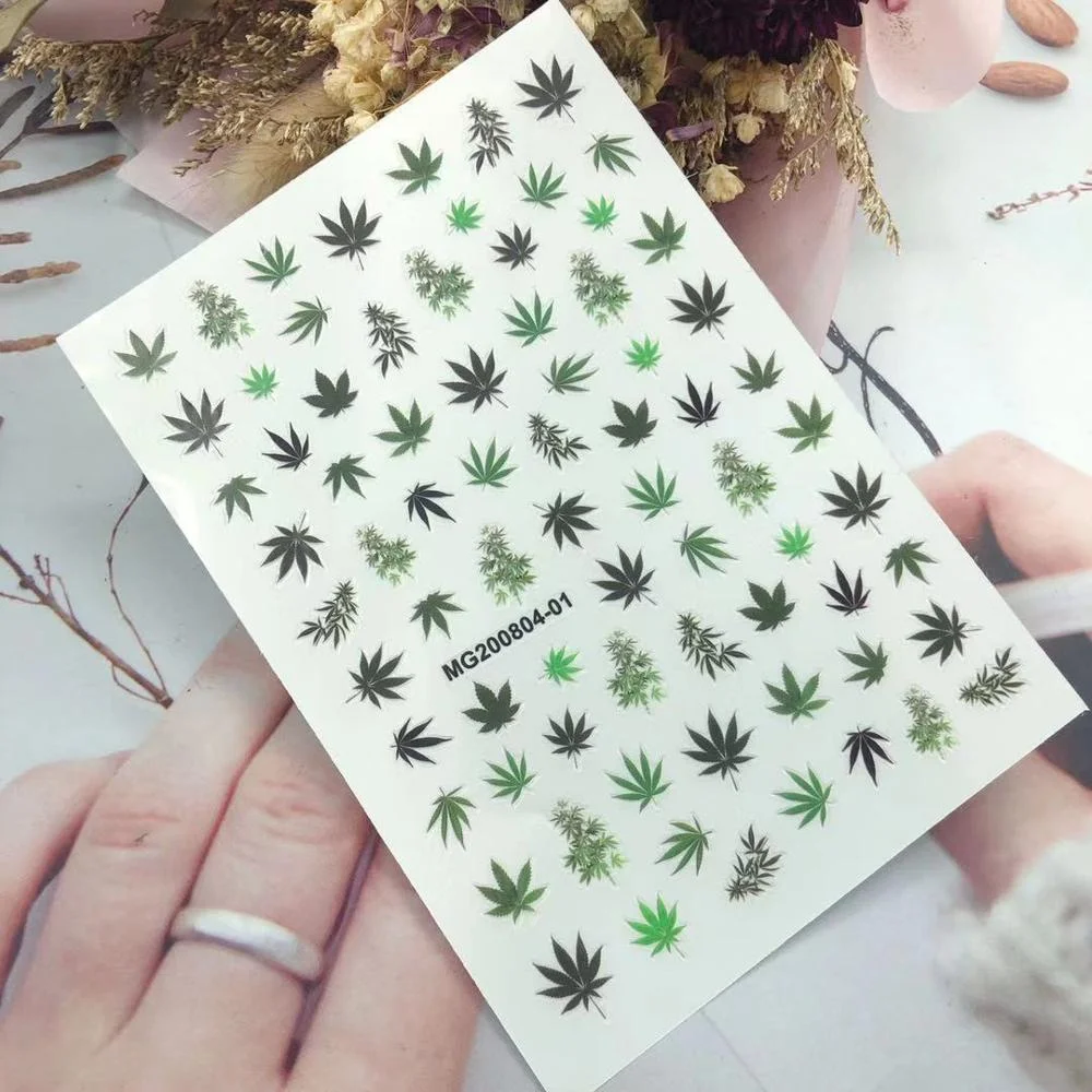 20pcs Weed Leaf Nail Charms Gold Glitter 3D Nail Art Rhinestone Alloy Luxury Nails Press On Manicure Decoration-Nail Inspo